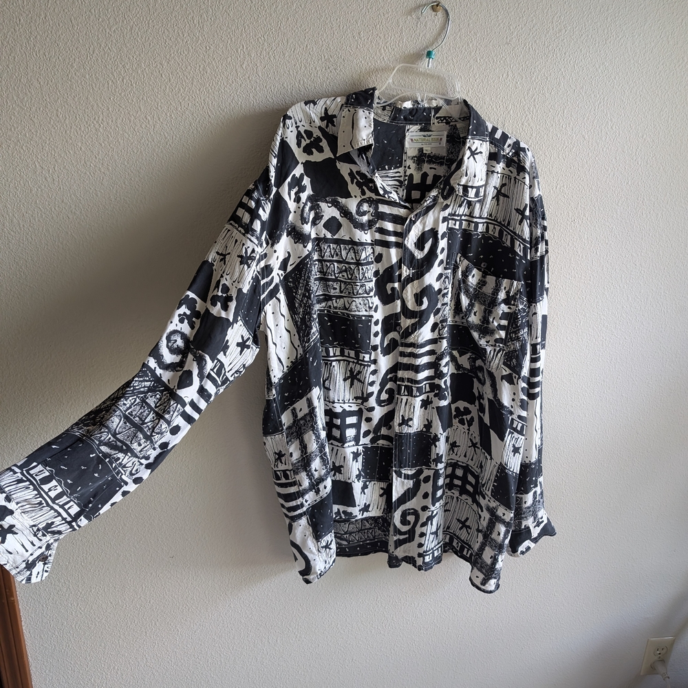 Black and White Patterned Men's Shirt